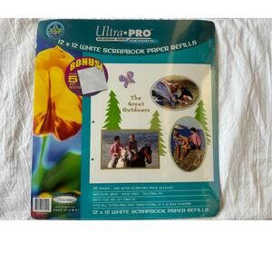NEW Ultra-Pro 12 x 12 White Scrapbook Paper Refills + 5 Sheet Protectors Bonus!